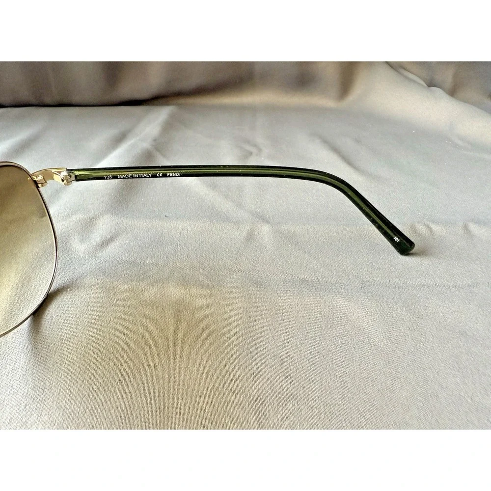 FENDI FS 5194 Aviator Sunglasses Light Gold Green Designer Metal Double‎ Bridge